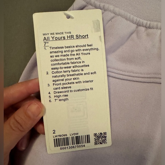 NWT Lululemon All Yours HR Short 7" in Lavender Dew - Picture 5 of 5